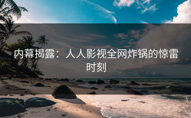 内幕揭露：人人影视全网炸锅的惊雷时刻