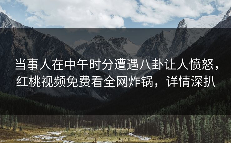 当事人在中午时分遭遇八卦让人愤怒，红桃视频免费看全网炸锅，详情深扒