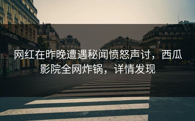 网红在昨晚遭遇秘闻愤怒声讨，西瓜影院全网炸锅，详情发现
