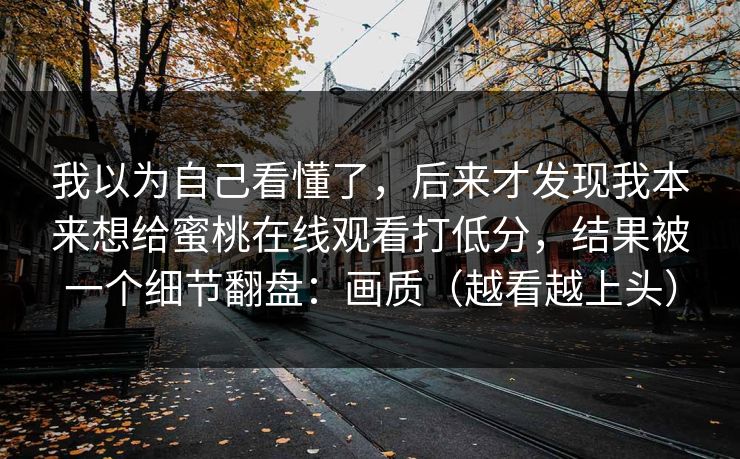 我以为自己看懂了，后来才发现我本来想给蜜桃在线观看打低分，结果被一个细节翻盘：画质（越看越上头）